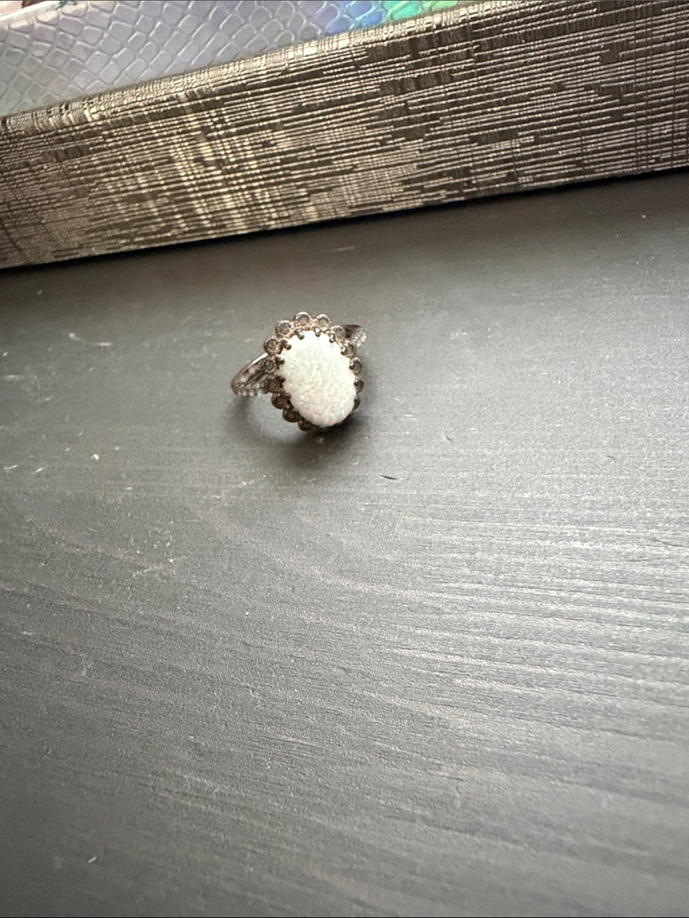 White Druzy Oval Ring - Women's Fashion Ring